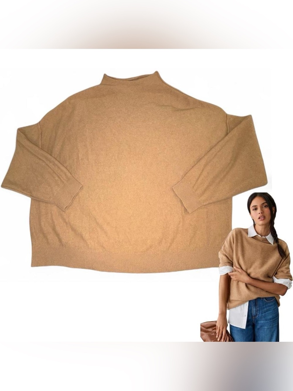 Alani Oversized Cashmere Mock-Neck Sweater by Pilcro!